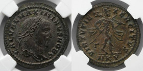 ROMAN EMPIRE: Maximinus II AD 310-313, BI Nummus (6.86g), NGC AU, 3/5, 4/5, Cyzicus Mint. Reverse: Mars advancing right, naked but for floating chlamy...