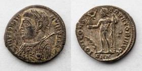 ROMAN EMPIRE: Licinius I. AD 308-324. Silvered Follis (20.5mm, 2.67 g, 6h). Laureate and draped bust left, holding mappa, globe, and scepter / Jupiter...
