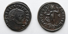 ROMAN EMPIRE: Licinius I, AE Follis, AD 308-324 (20mm, 3.72g, 2h). Siscia mint, 5th officina. Struck AD 315-316. Obverse: Laureate head right. Reverse...