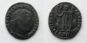 ROMAN EMPIRE: Licinius I, AE Follis, AD 313-317 (21mm, 3.12g, 6h). Nicomedia mint. Obverse: Laureate bust of Licinius I. Reverse: Jupiter, holding Vic...