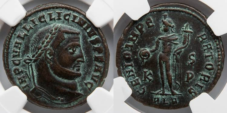 ROMAN EMPIRE: Licinius I, BI Reduced Nummus, AD 308-324, 6.98g, NGC XF, 5/5, 4/5...