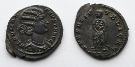 ROMAN EMPIRE: Fausta, Augusta, AD 324-326 (18mm, 2.68, 5h), Treveri (Trier) Mint, 1st officina. Struck under Constantine I, AD 326. Obverse: Bareheade...