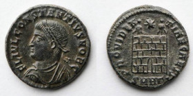 ROMAN EMPIRE: CONSTANTIUS II, as Caesar, AD 324-337, AE Follis (18mm, 3.23g, 6h), Heraclea Mint, 3rd officina. Struck AD 325-326. XF or better.