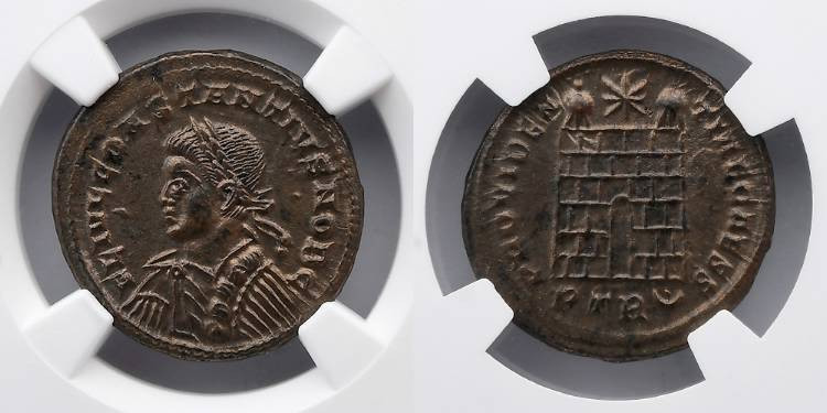 ROMAN EMPIRE: Constantius II, as Caesar, AD 337-361, AE3 (19mm, 5h), NGC MS. Tri...