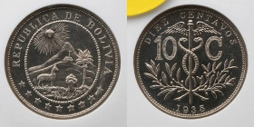 BOLIVIA: 1935 10 Centavos, NGC Proof 66. KM 179.1. NGC # 1997787-041.