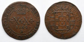 BRAZIL: Colonial, Joao VI, 1816-1822, 20 Reis (30mm, 4.83g), Contemporary Counterfeit of Rio de Janiero Mint, Dated 1822