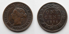 CANADA: 1876 H, Victoria, One 1 Cent, KM-7. Lightly circulated.