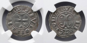 FRANCE: Burgundy, Eudes III, AD 1193-1218, AR Denier (1.14g),  Authentic NGC, Montlebeau Hoard. NGC # 5872751-279.