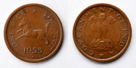 INDIA: 1953 Pice, Horse, Lion reverse, KM 1.4. XF.