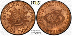 MEXICO REVOLUTIONARY CHIHUAHUA: 1915 Copper 5 Centavos, PCGS MS64 RB. PCGS# 33795107.