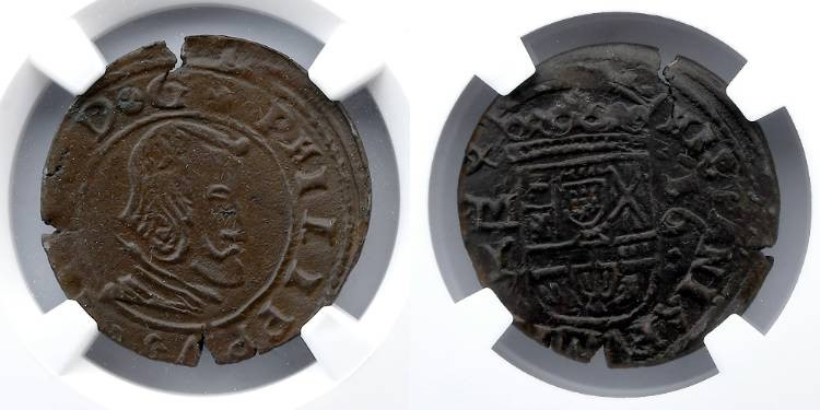 SPAIN: Philip IV, 1661-1665, 16 Maravedis, Madrid, NGC MS 61 BN, TOP POP. NGC # ...