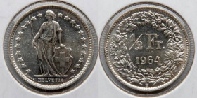 SWITZERLAND: 1964B 1/2 Franc, KM 23. UC.