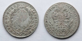 TRANSYLVANIA, Holy Roman Empire. Grand Principality. József II. 1780-1790. AR 20 Kreuzer (28mm, 6.67 g, 12h). Uniform series. Gyulafehérvár (Karslburg...