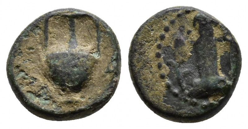 THRACE. Sestos. Ae (Circa 300 BC). Obv: Herm facing; grain ear to left, kerykeio...