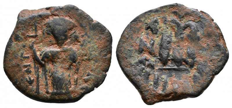 ISLAMIC, Pseudo-Byzantine types. Æ Fals 2,08gr. Uncertain Syrian mint. Struck ci...