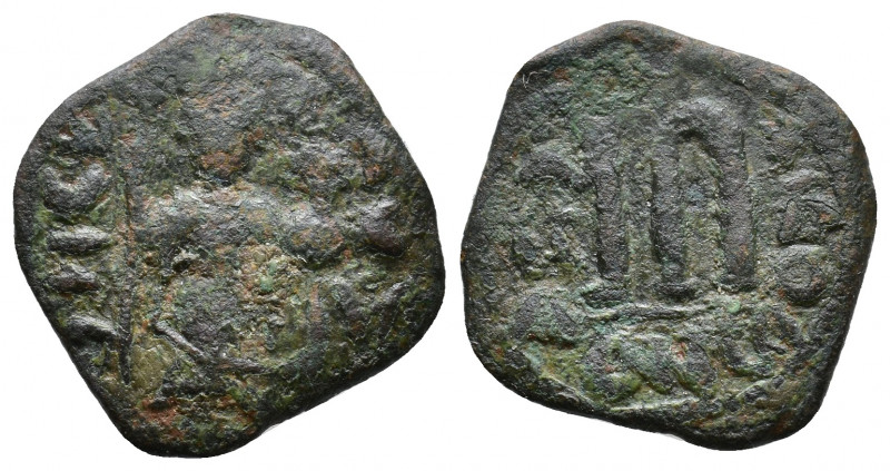 ISLAMIC, Pseudo-Byzantine types. Æ Fals Uncertain Syrian mint. Struck circa 658-...