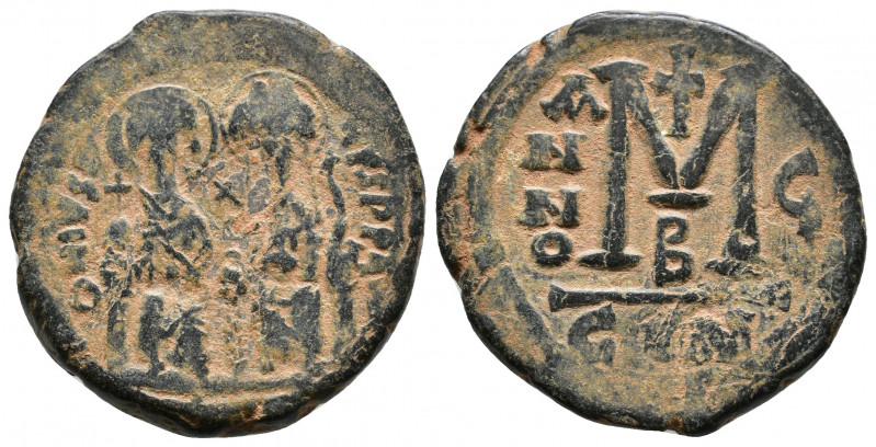 Justin II, with Sophia. 565-578. Æ Follis 13,53g