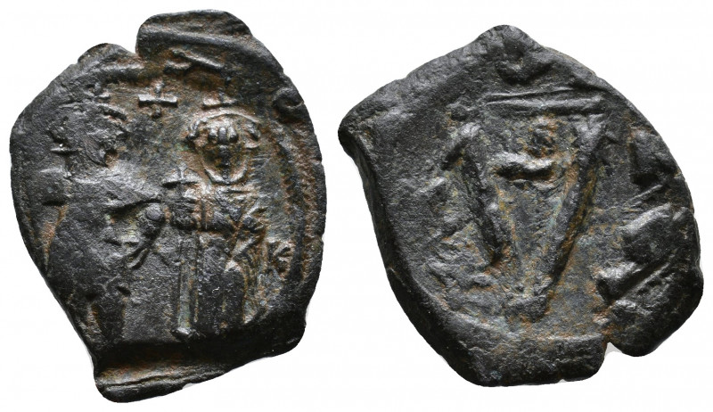 Heraclius with Heraclius Constantine. AD 613-641. AE 3/4 Follis (30 Nummi) 4,92g...