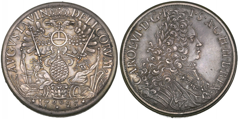 Augsburg, Karl VI, reichstaler, 1725, by P.H. Müller, hollowed and split into tw...