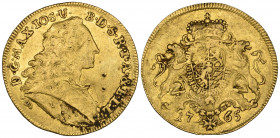 Germany, Bavaria, Maximilian III Joseph (1745-77), ducat, 1765, 3.46g (F. 249), buckled and with digs in obverse field, devices good fine 

Estimate...