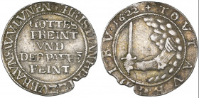 Brunswick-Wolfenbüttel, Christian, Bishop of Halberstadt, silver striking of a goldgulden, 1622 (‘pfaffenfeindgoldgulden’), type similar to the last, ...