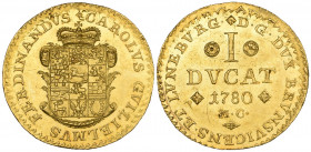 Germany, Braunschweig-Wolfenbüttel, Carl Wilhelm Ferdinand (1780-1806), ducat, 1780, 3.48g (F. 723; Welter 2898), characterised by traces of double-st...