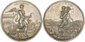 Brunswick-Calenburg-Hannover, Ernst August, silver mining medal, undated (1686), unsigned (by Heinrich Bonhorst), Saturn standing by mine building hol...