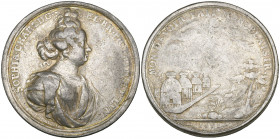 Brunswick-Calenburg-Hannover, Sophia Charlotte, silver medal, 1691, by A. Karlsteen, bust right, rev., four beehives, tree to right, 50.3mm, 61.73g (B...