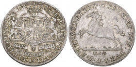 Brunswick-Calenburg-Hannover, Georg Ludwig as Elector of Hannover and George I of Great Britain, reichstaler, 1723 Clausthal, quartered arms of Great ...