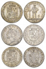 Brunswick-Calenburg-Hannover, George II, sixth-talers (3), 1732, Clausthal, crowned quartered arms, rev., St. Andrew (Welter 2615; Smith 166), 1735; Z...