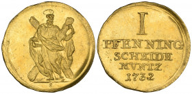 Germany, Brunswick-Lüneburg, Braunschweig-Calenburg-Hannover, George II (1727-60), 1 pfenning struck in gold, type 1, 1732 s, Clausthal, St Andrew, re...