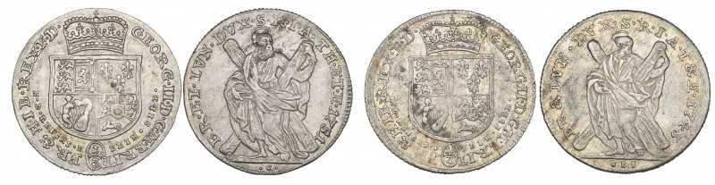 Brunswick-Calenburg-Hannover, George II, third-talers (2), 1743, 1751, crownd qu...