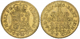Germany, Brunswick-Lüneburg, Braunschweig-Calenburg-Hannover, George II (1727-60), 1 goldgulden / 2 taler, 1756 ias, 3.22g (F. 611; Smith 104; cf Welt...