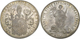 Corvey, Maximilian von Horrich (1714-21), reichstaler, 1718 Neuhaus/Münster, helmeted and mitred arms, rev., St Vitus, 29.04g (Dav. 2196), reverse scu...