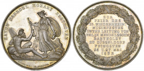 Düsseldorf, 15th Lower Rhinish Music Festival, 1833, silver medal, by Loos and Pfeuffer, young woman before seated allegory of music, rev., ten-line i...