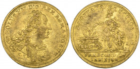 Germany, Frankfurt, Election of Karl VII, 1742, double ducat, 1742, 6.91g (F. 1002; Forschner 235), small punch-mark at centre of obverse, fine or goo...