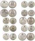 Frankfurt, Joseph I Silver Coronation Jetons, 1764 (10), 1¼ ducats in silver (4), ¾ ducats in silver (6), crown over nine-line inscription, rev., cros...