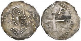 Fulda, Gottfried (1096-1109) or Wolfram (1109-14), denar, bust of St. Boniface right holding crozier, rev., fvlda, cross, 0.68g (Dann. 2085), small cr...