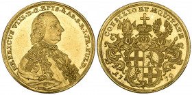 Germany, Fulda, Heinrich VIII (1759-88), ducat, 1779, rev., mitred and helmeted arms, 3.49g (F. 1063), mint state, in NGC holder graded MS64* 

Esti...