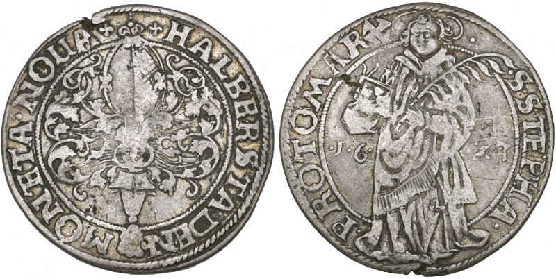 Halberstadt, taler, 1623, arms, rev., St Stephen, 28.14g (Dav. 5339), edge fault...