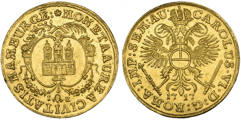 Germany, Hamburg, ducat, 1717, 3.50g (F. 1120), one or two tiny marks, almost as...