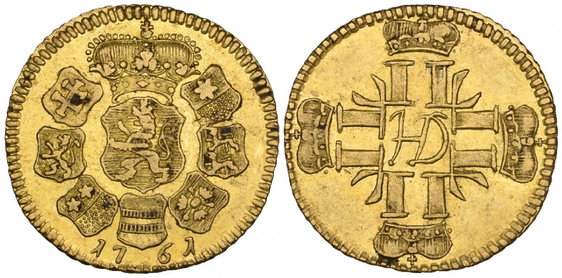 Germany, Hessen-Darmstadt, Ludwig VIII (1739-68), ducat, 1761, 3.25g (F. 1220), ...