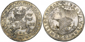 Hessen-Kassel, Wilhelm V der Beständige (1627-37), Weidenbaumtaler, 1636, lion rampant dividing date, rev., tree in storm, two buildings to left, thre...