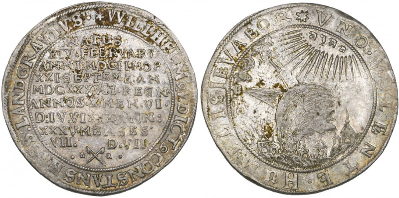 Hessen-Kassel, Wilhelm V der Beständige, Death Weidenbaumtaler, 1637, nine-line ...