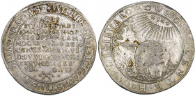 Hessen-Kassel, Wilhelm V der Beständige, Death Weidenbaumtaler, 1637, nine-line inscription, rev., tree in storm, two buildings to left, four to right...