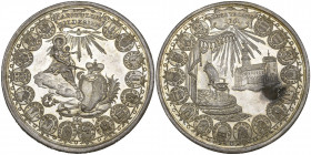 Hildesheim Sede Vacante, 1761, silver medal by J. Théibaud, Augsburg, similar to the last, 56mm, 43.94 g (Zepernick 145), reverse stain and minor edge...
