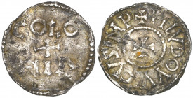 Köln, Ludwig der Fromme (814-40), denar, hlvdovicvsimp, cross in beaded circle, rev., colo/+/nia, 1.74g (Hävernick 13 var.; M&G 341 var.), lightly cre...