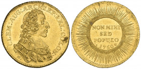 Germany, Köln, Bishopric, Klemens August Herzog von Bayern ducat, 1750, bust right, signed m below, rev., NON MIHI SED POPULO, 3.48g (F. 838; Noss 746...