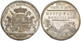 Köln, Klemens August Herzog von Bayern, quarter-mining taler, 1759, Bonn or Koblenz, made from Westphalian fine silver on the resumption of the Ramsbe...