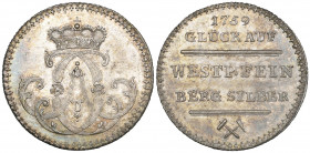 Köln, Klemens August Herzog von Bayern, eighth-mining taler, 1759, Bonn or Koblenz, made from Westphalian fine silver on the resumption of the Ramsbec...
